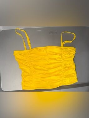 Yellow Ruched Crop Cami Top